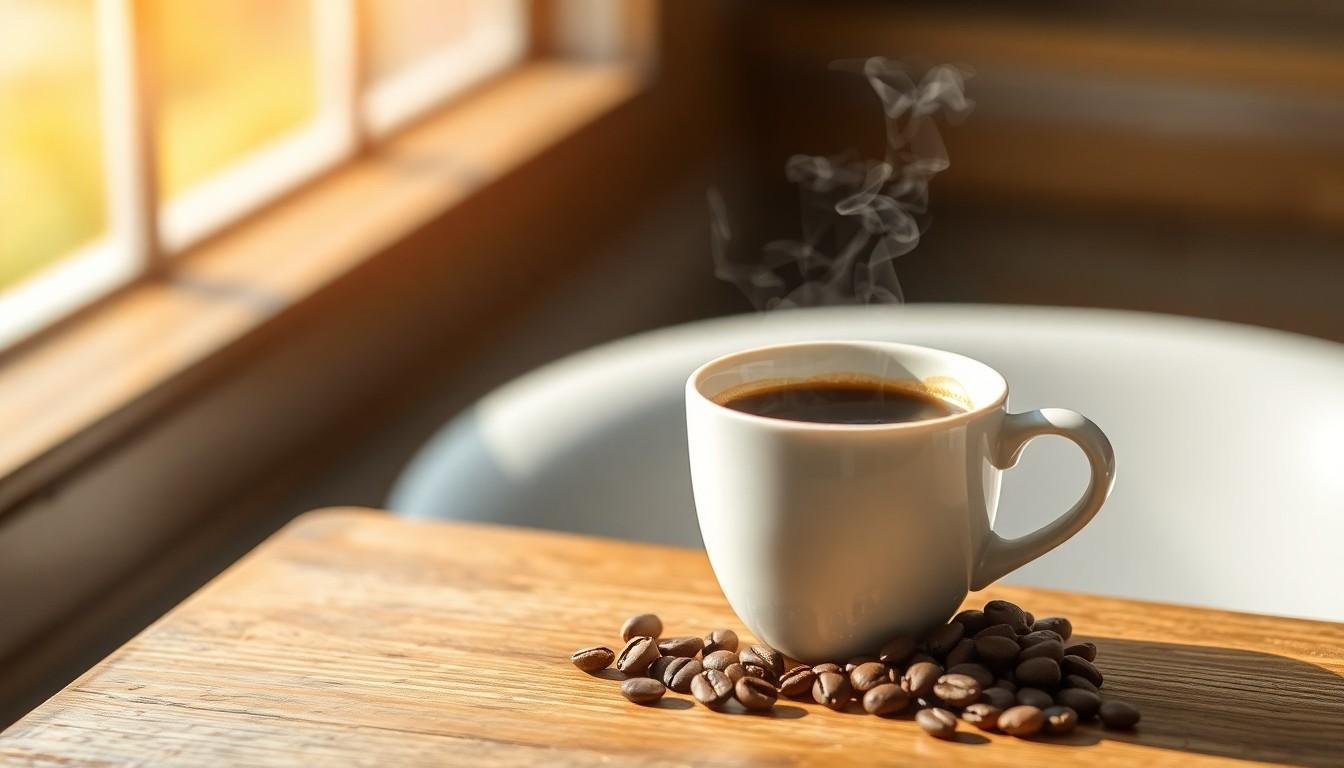 coffee cup with coffee beans