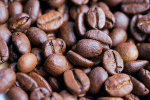 Macro shot of glossy roasted beans 